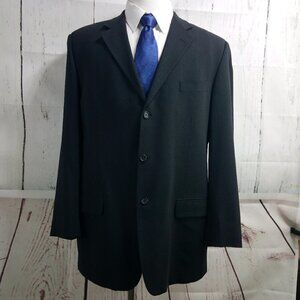 Pronto Uomo Comfort Stretch 44L Wool 3 Button Black Suit Blazer Sports Coat